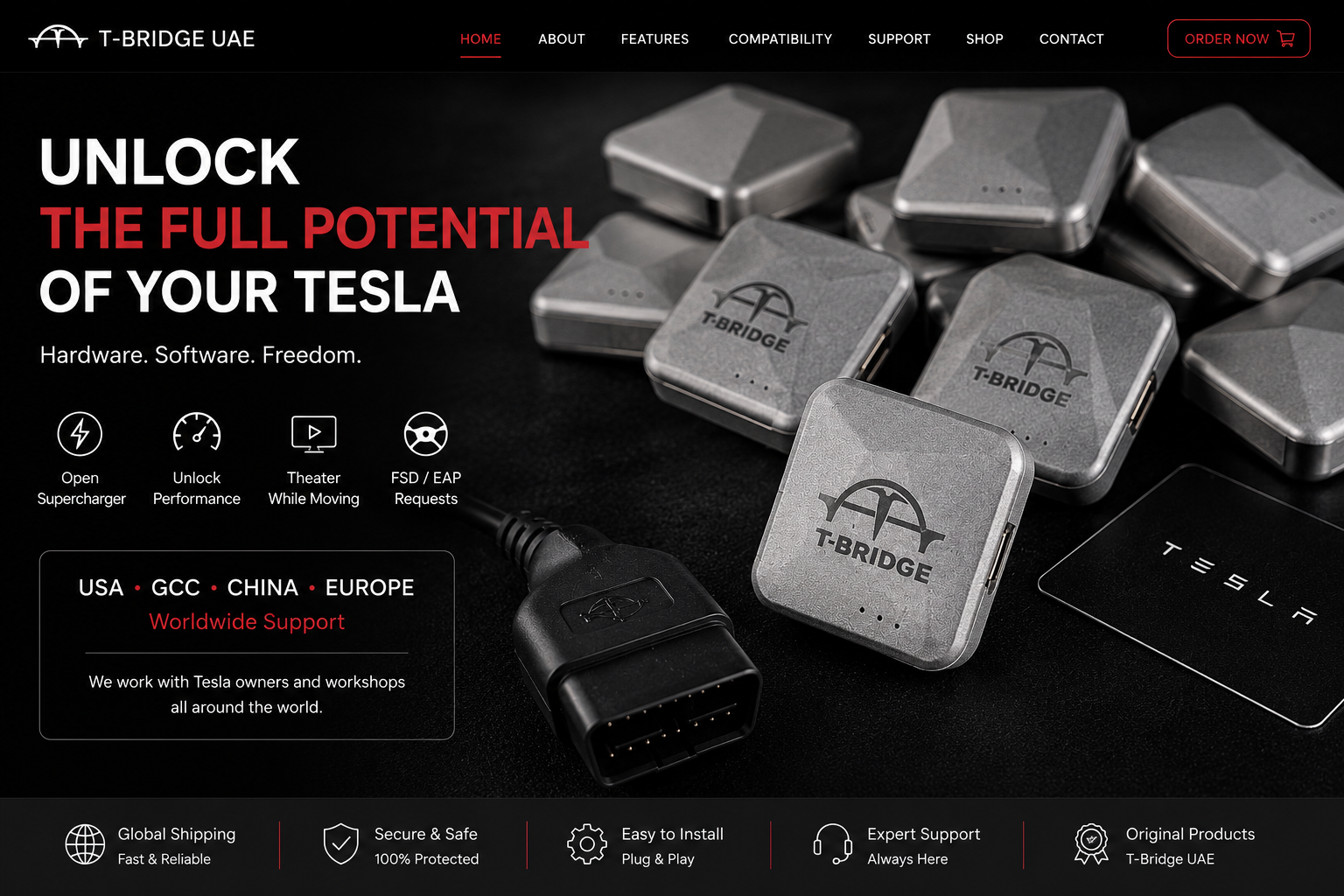 T-Bridge UAE devices for Tesla vehicles from USA, GCC, China and Europe
